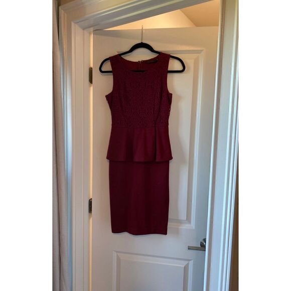 The Limited Sleeveless Sheath Lace bodice bust peplum waist Midi Dress Work - Picture 2 of 4